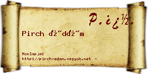 Pirch Ádám névjegykártya